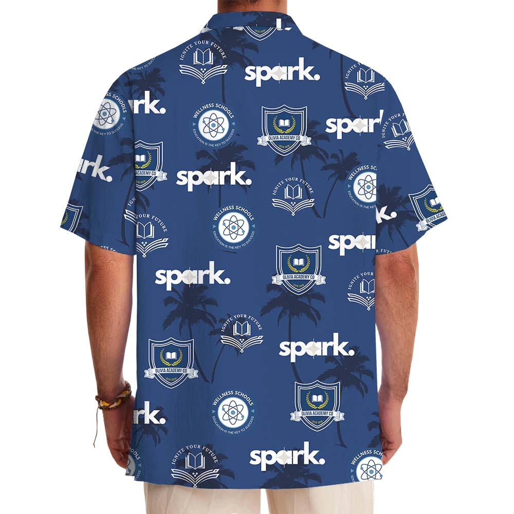 Palm Tree Navy Aloha Shirt With Custom Logo