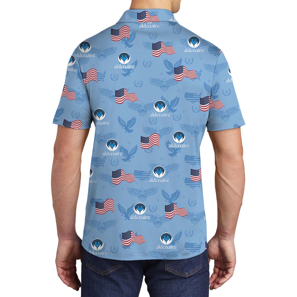 Independent Day Blue Polo Shirt With Custom Logo