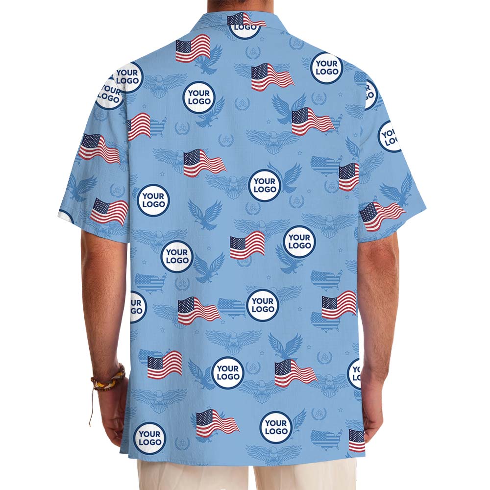 American Pride Blue Hawaiian Shirt With Custom Face