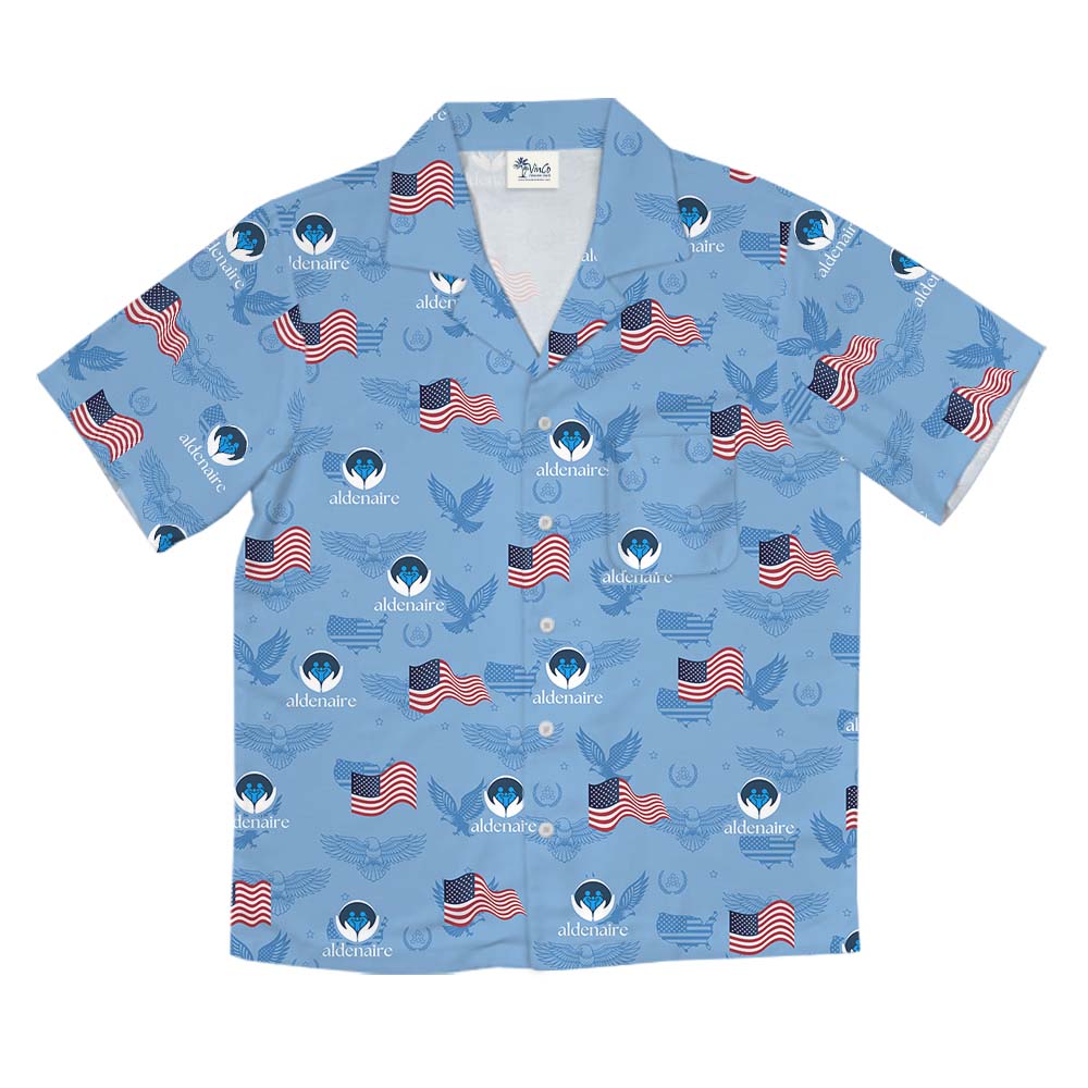 American Pride Blue Hawaiian Shirt With Custom Face