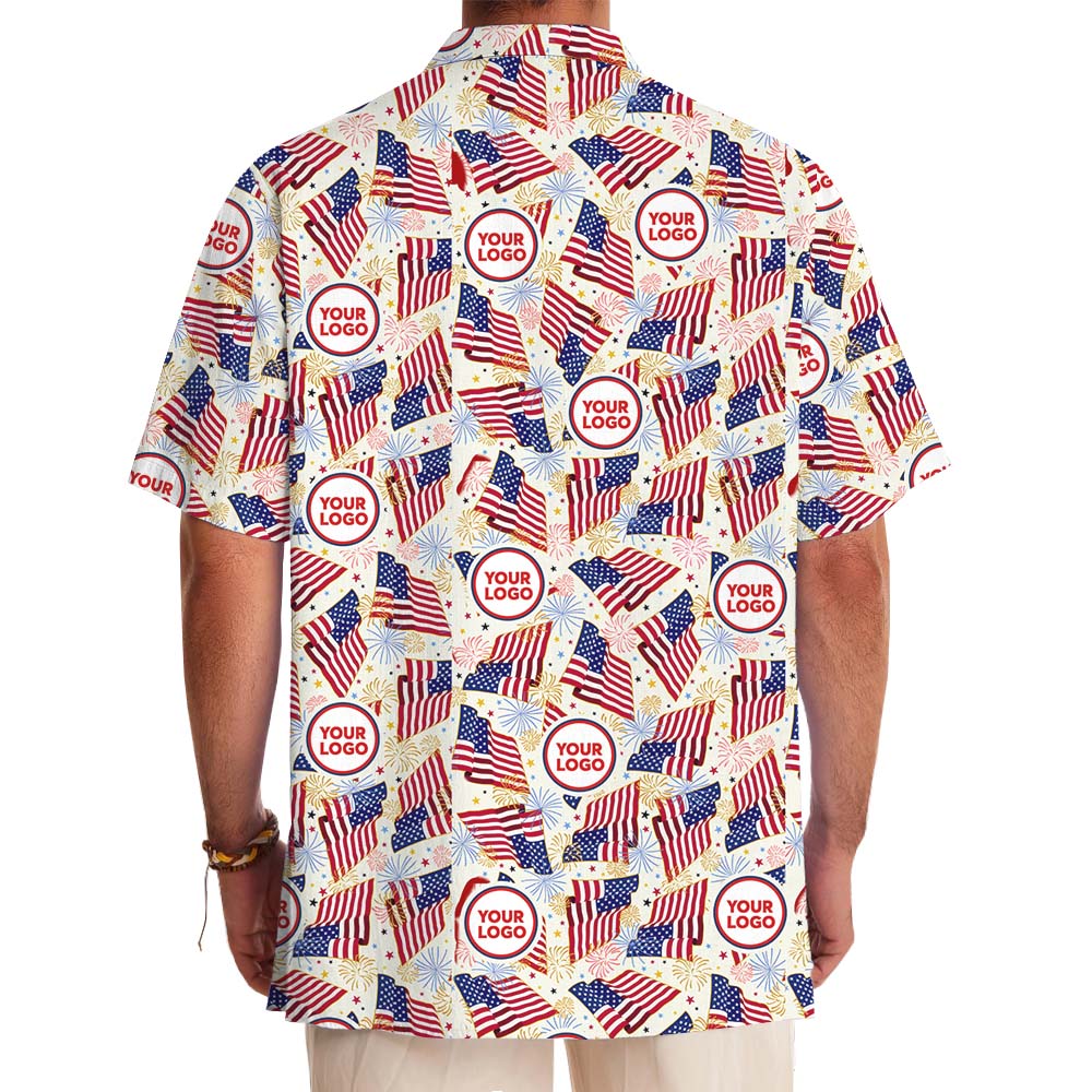 American Flag Firework Hawaiian Shirt With Custom Face