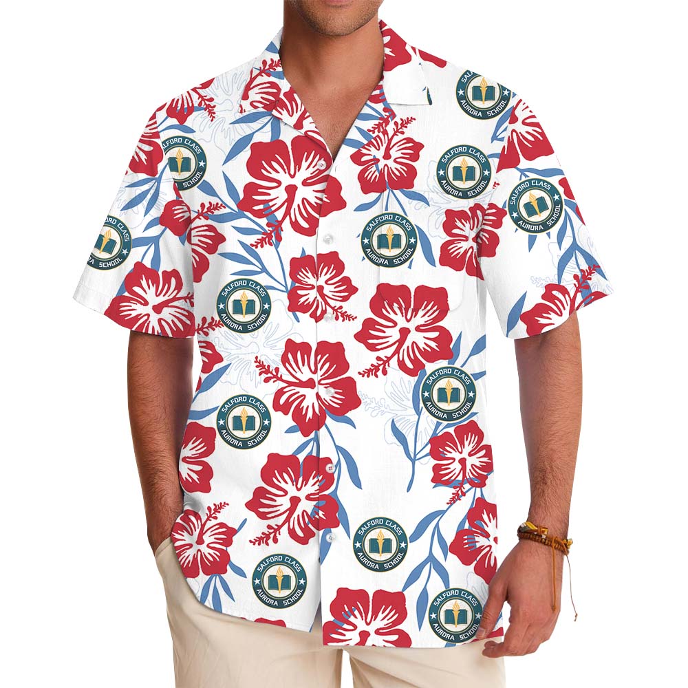 White Red And Blue Floral Aloha Shirt With Logo - variant image 1