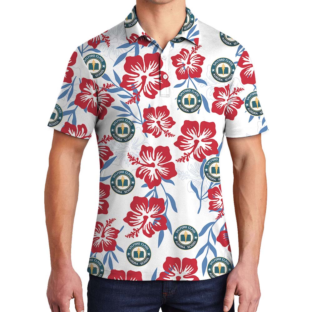 Floral Blossom Collared Polo Shirt With Logos - variant image 1