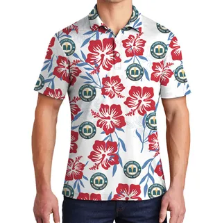 Floral Blossom Collared Polo Shirt With Logos