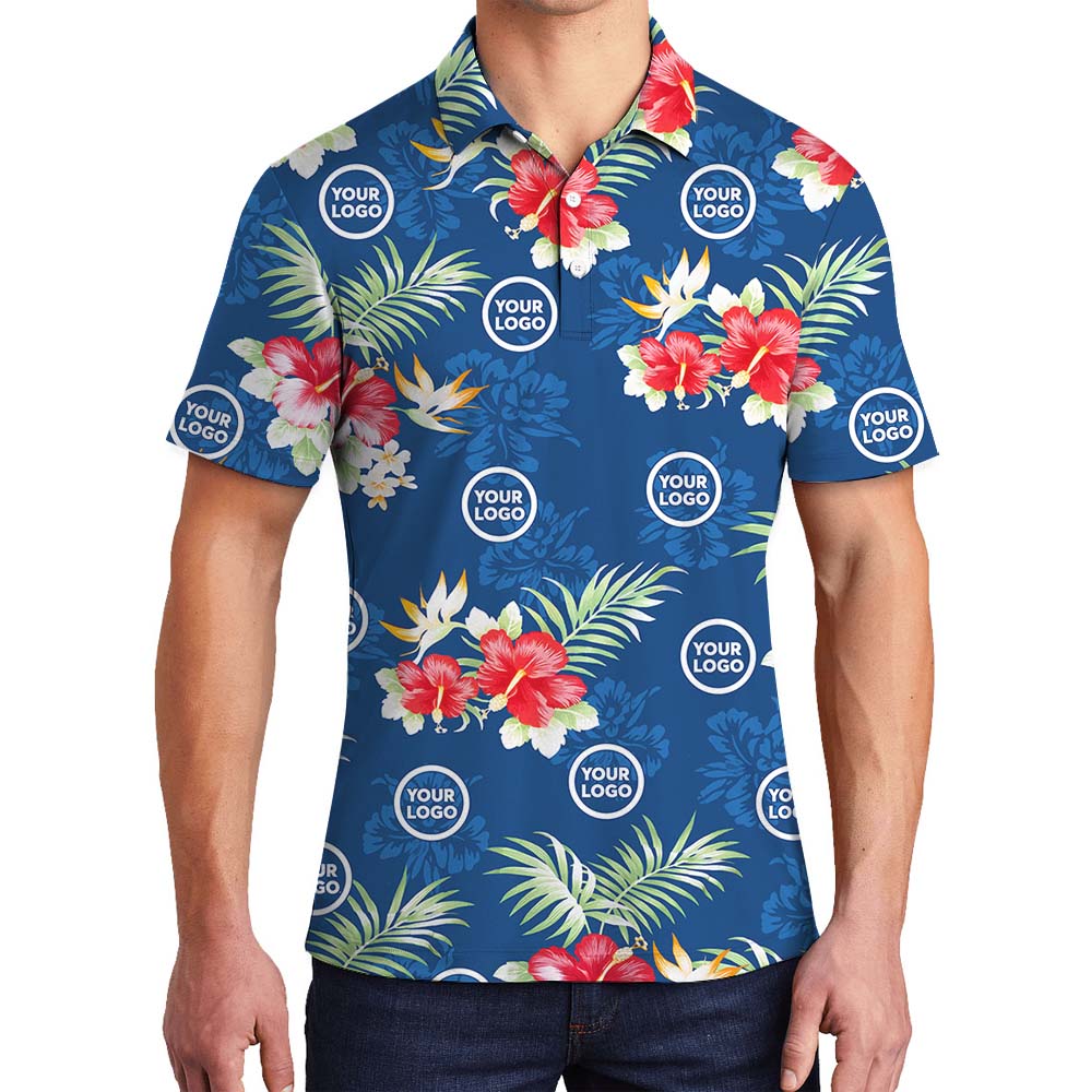 White Red And Blue Custom Logo Collared Polo Shirt - variant image 1