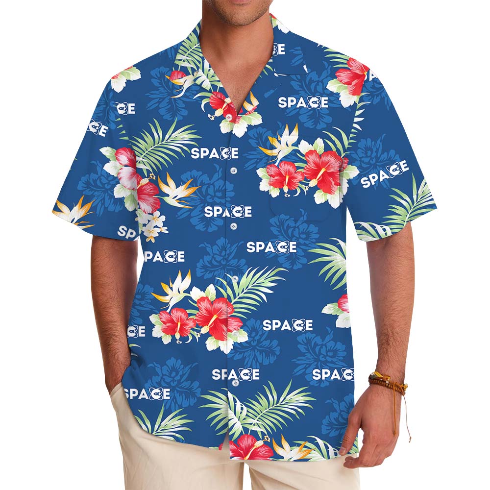 White Red And Blue Floral Hawaiian Shirt With Logo - variant image 1