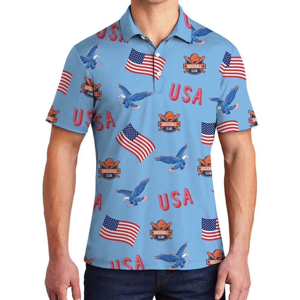 American Pride Collared Polo Shirt With Custom Logo - variant image 1