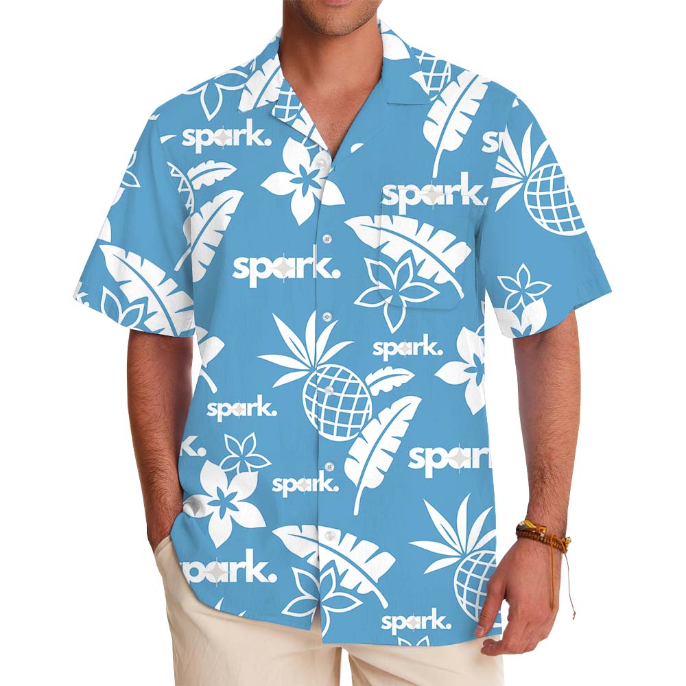 Blue Aloha Shirt With Custom Logo - variant image 1