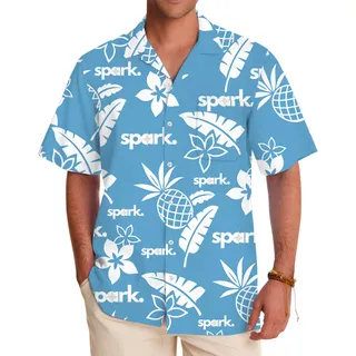 Blue Aloha Shirt With Custom Logo