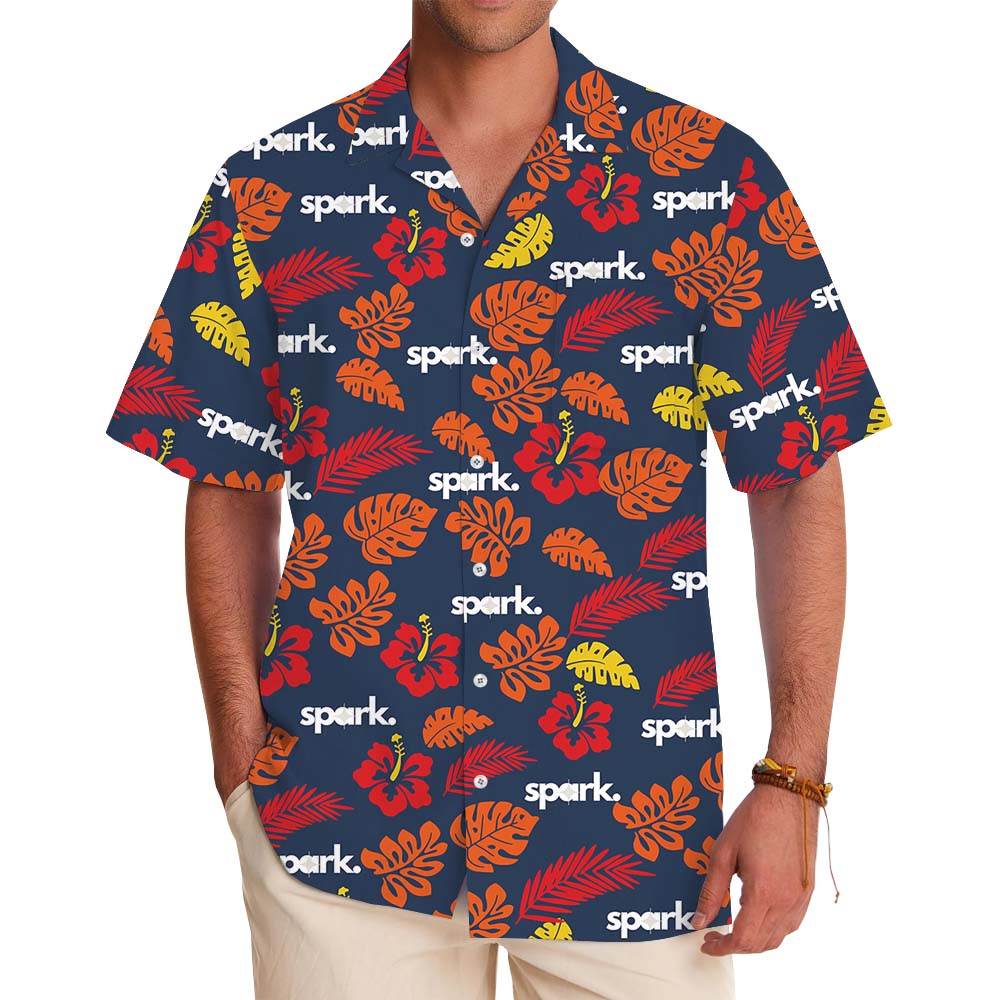 Vibrant Hibiscus Custom Logo Hawaiian Shirt - variant image 1