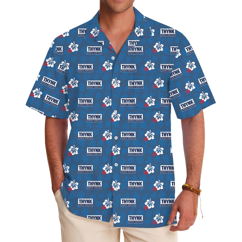 Blue Bloom Personalized Logo Hawaiian Shirt No Minimum - variant image 1