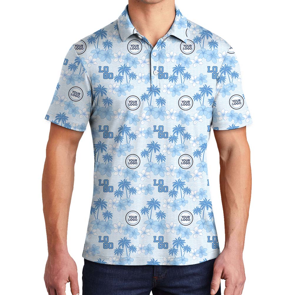 Light Blue Oasis Custom Collared Polo Shirt With Logo - variant image 1