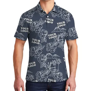 Bulk Custom Logo Navy Hibiscus Polo Shirt