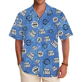 Custom Multiple Logos Vintage Blue Hawaiian Shirt