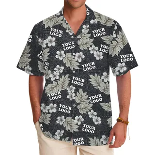 Black Floral Hawaiian Shirt With Custom Logo