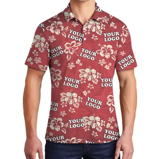 Custom Logo Hibiscus Red Polo Shirt