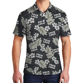 Custom Logo Floral Black Polo Shirt