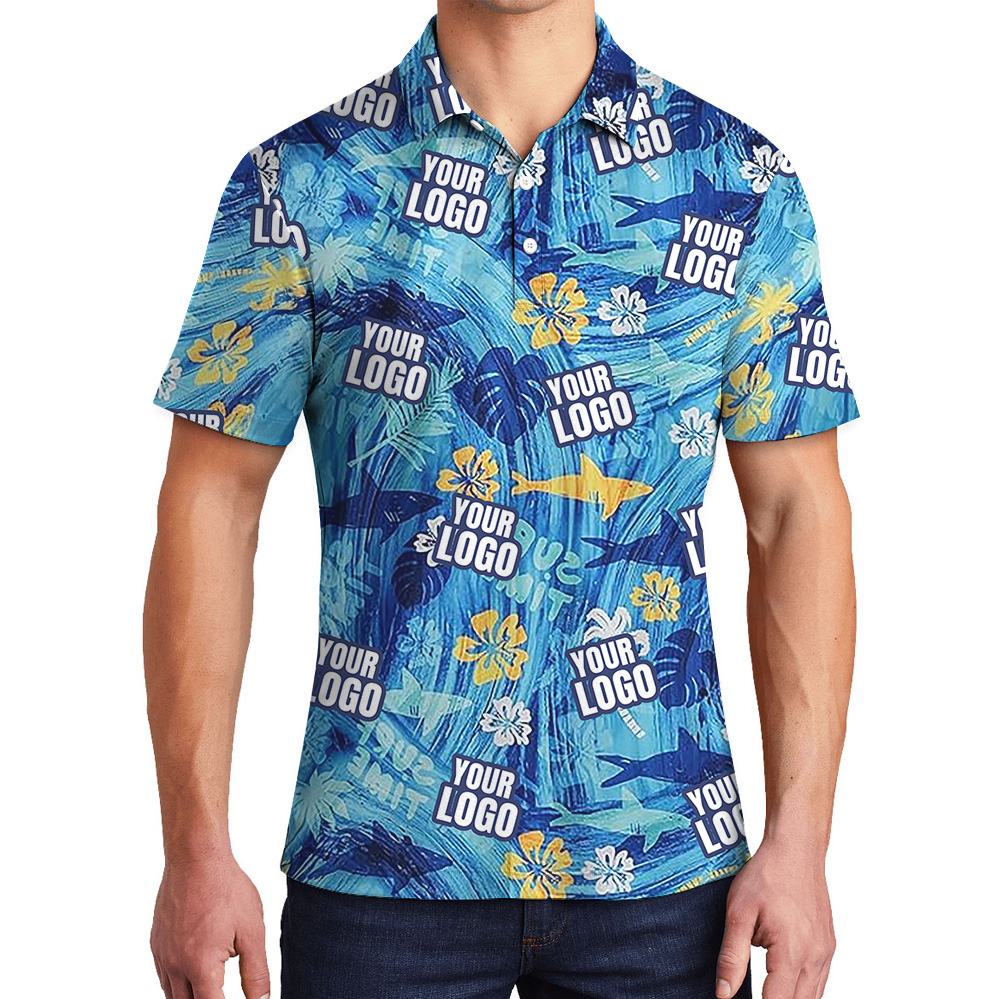 Blue Shark Polo Shirt With Custom Logo - variant image 1