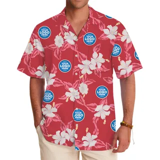 Bulk Custom Logo Floral Red Hawaiian Shirt