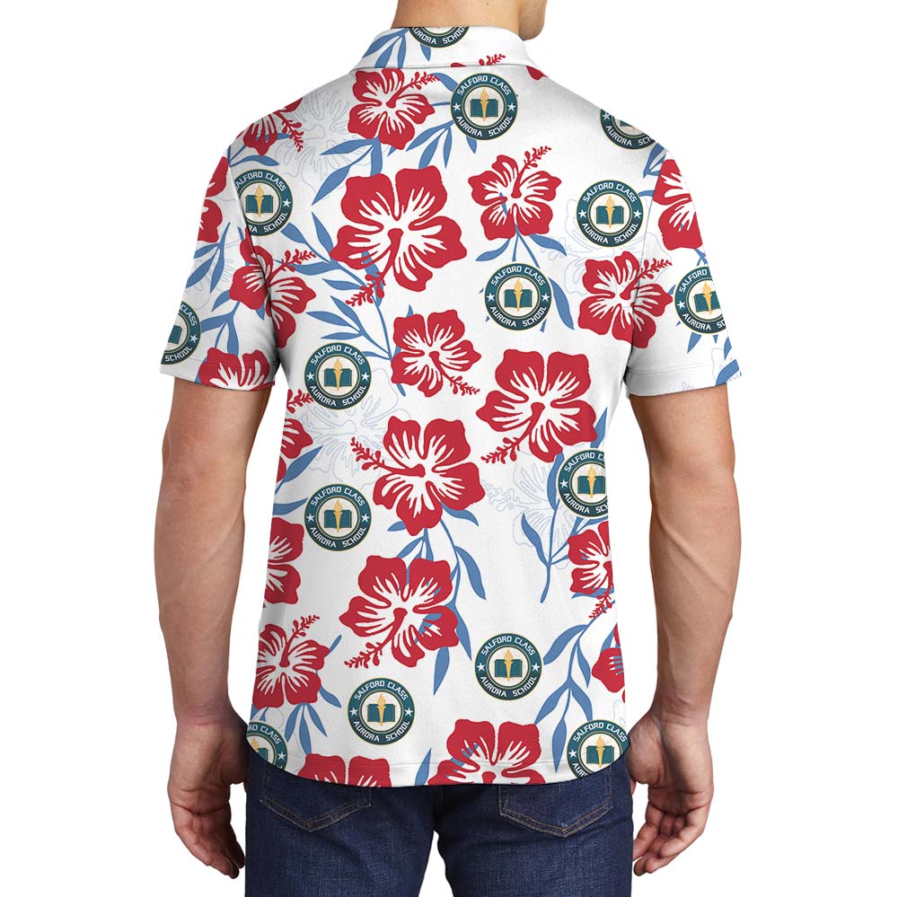 Floral Blossom Collared Polo Shirt With Logos