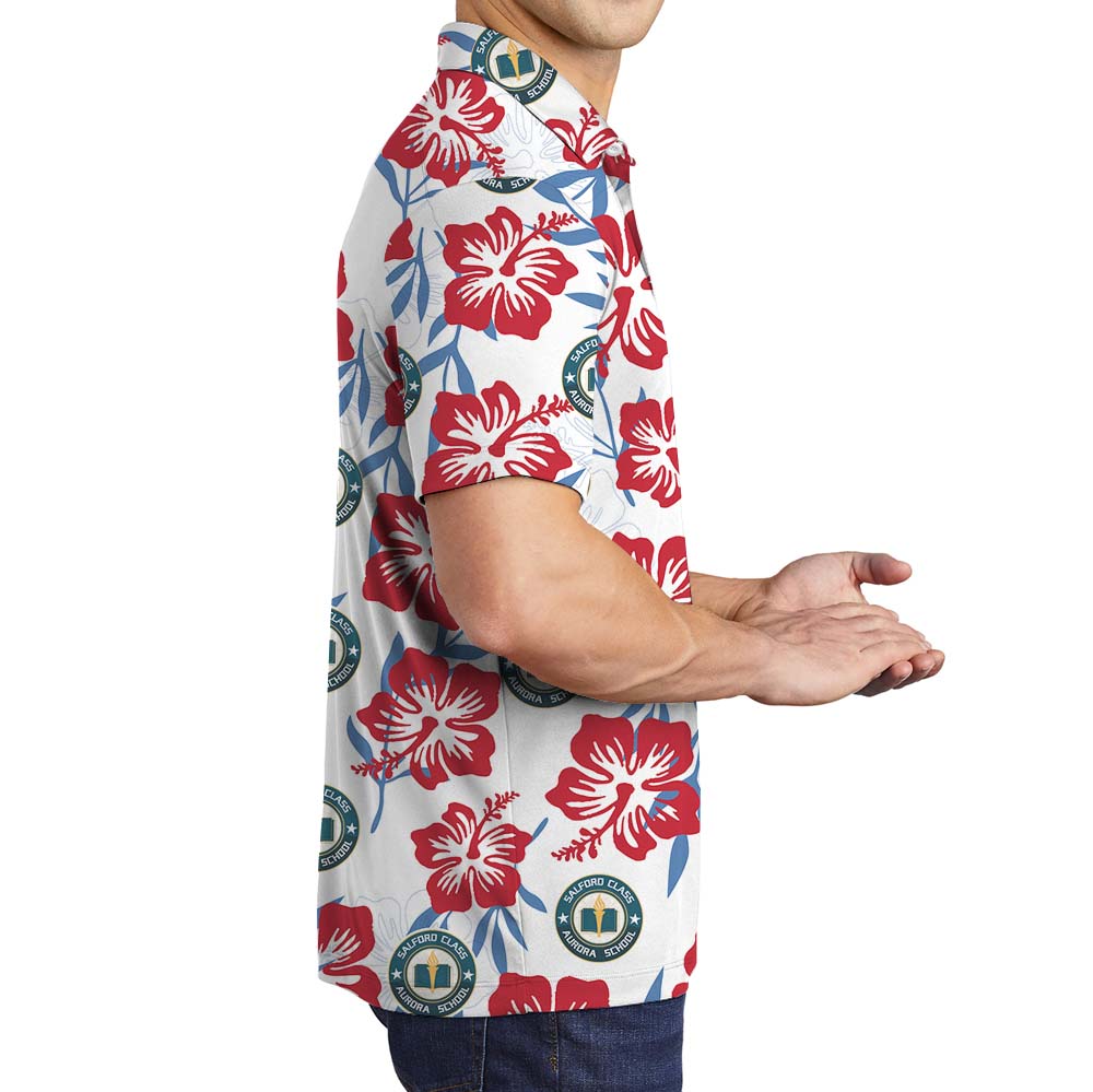 Floral Blossom Collared Polo Shirt With Logos