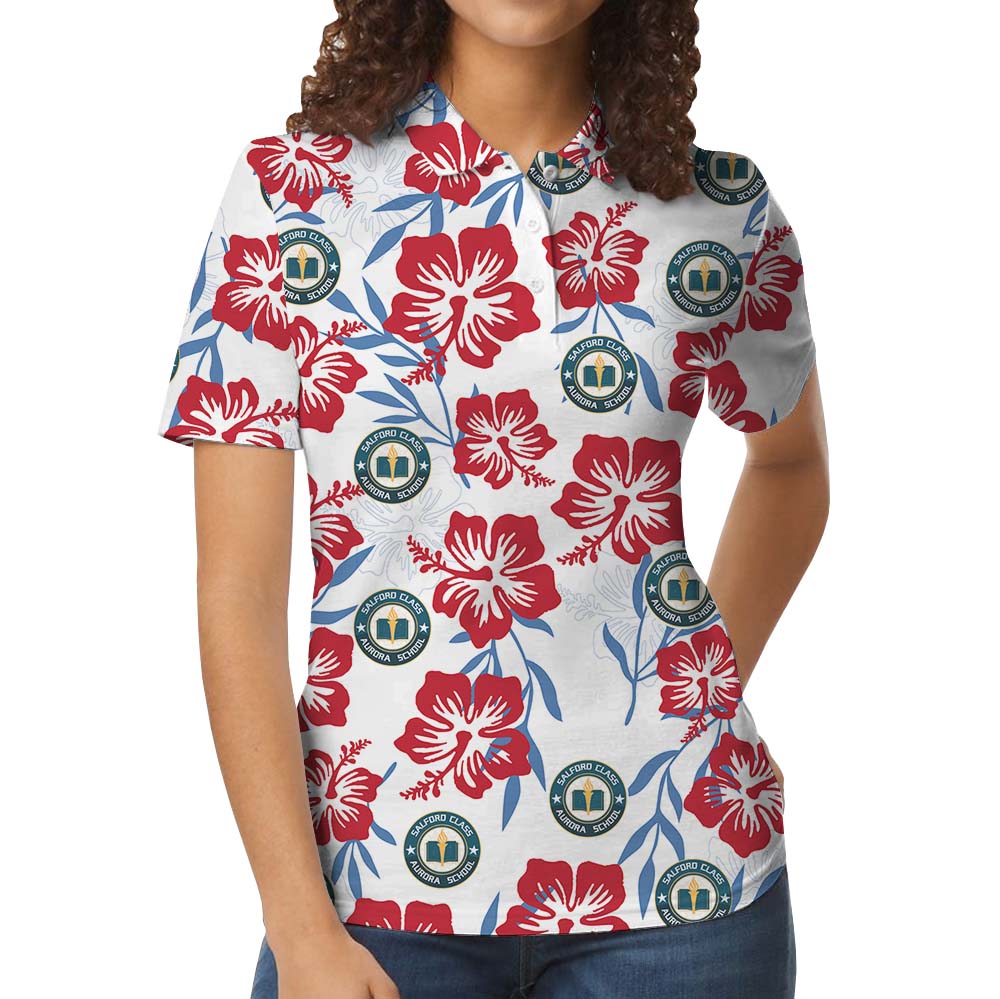 Floral Blossom Collared Polo Shirt With Logos