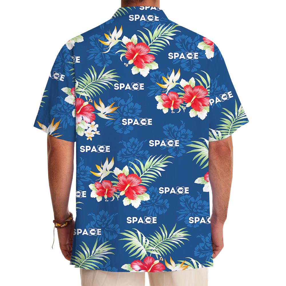 White Red And Blue Floral Hawaiian Shirt With Logo