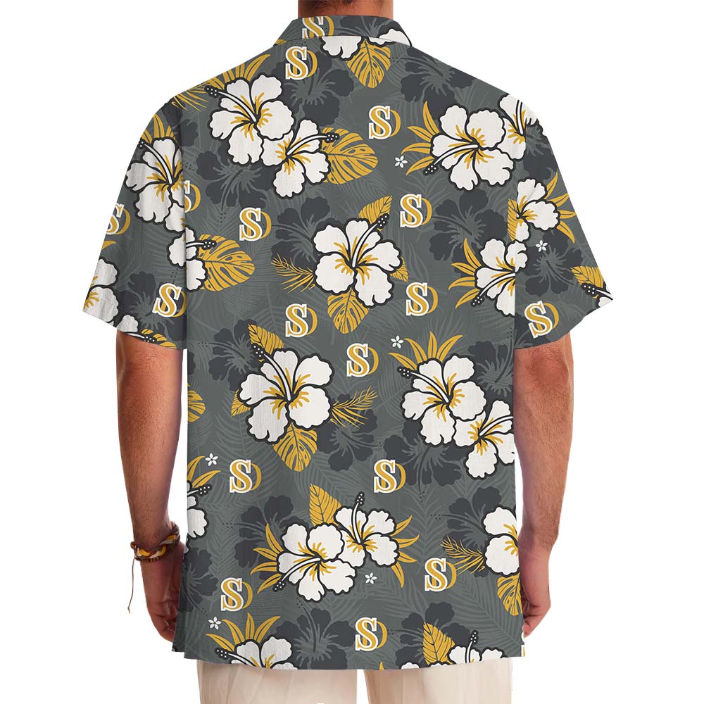 Yellow Hibiscus Hawaiian Shirt With Personalized Logo
