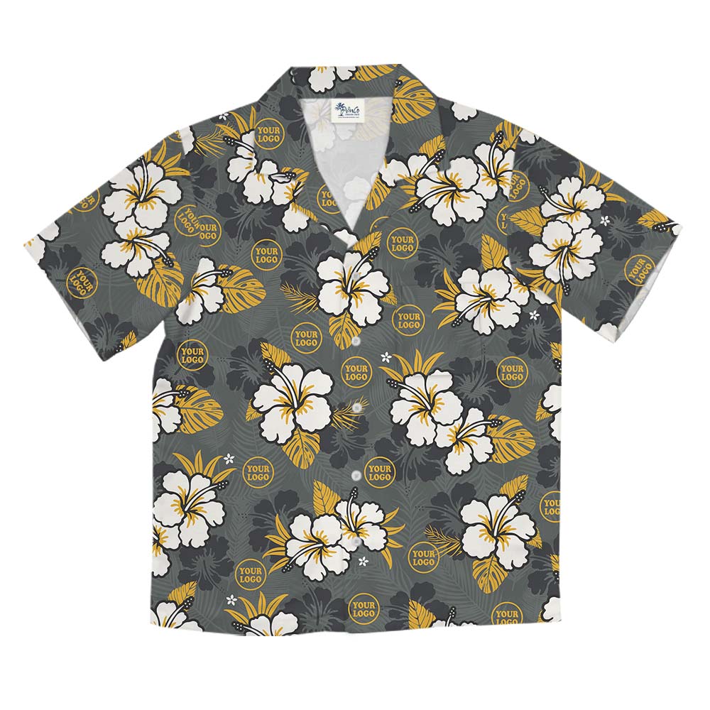 Yellow Hibiscus Hawaiian Shirt With Personalized Logo