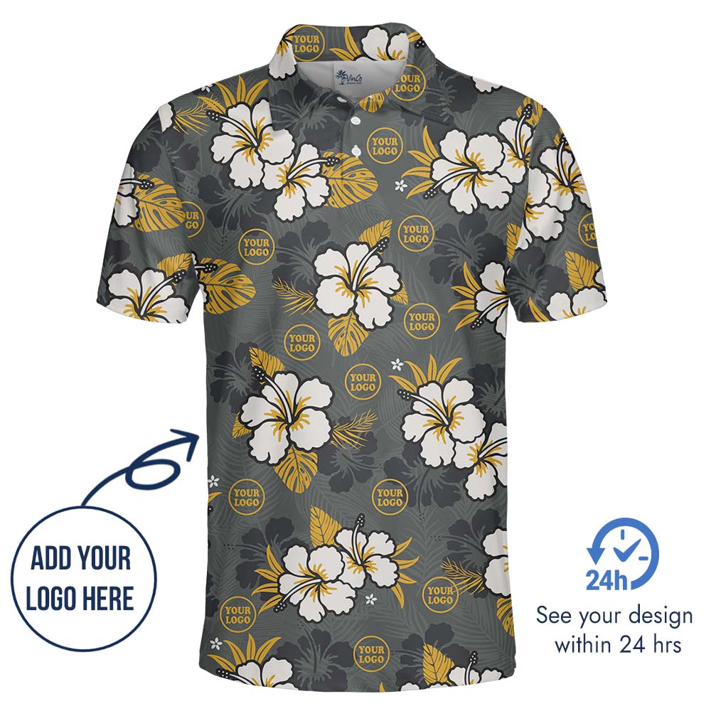 Personalized Logo Yellow Floral Polo Shirt