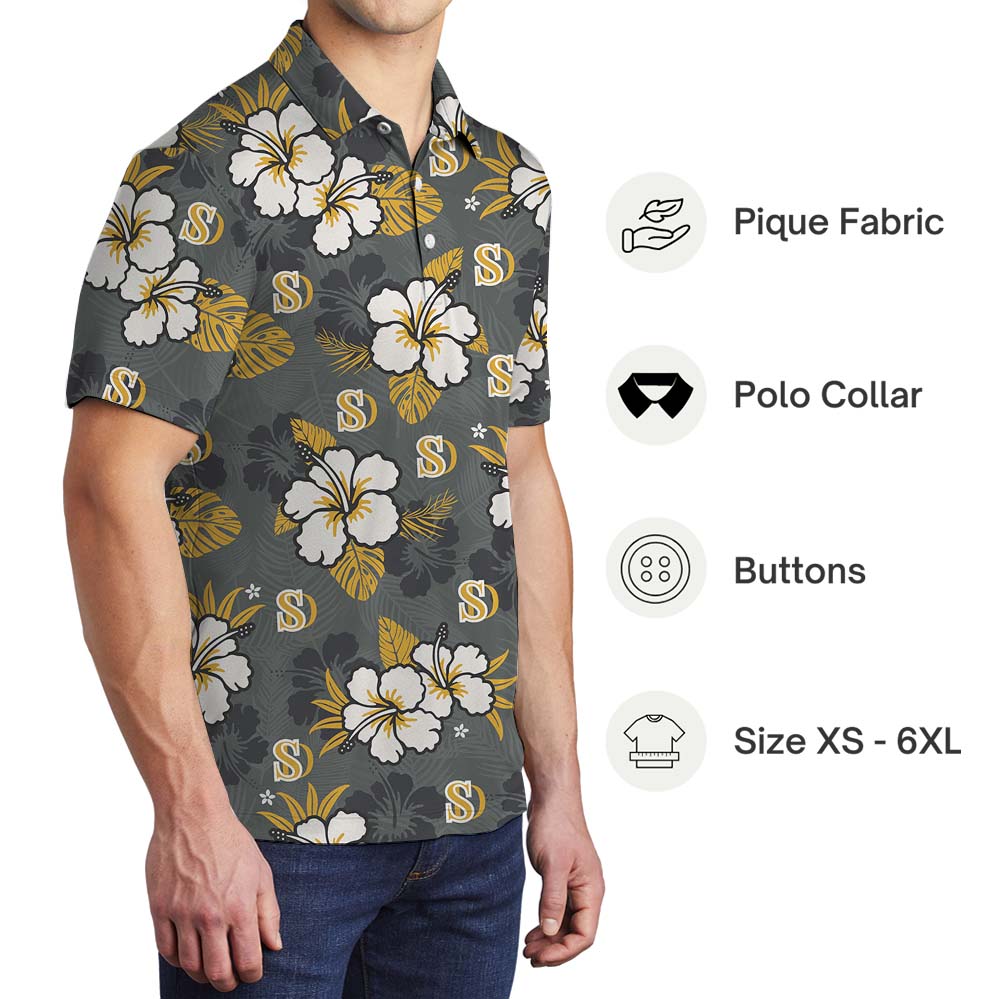 Personalized Logo Yellow Floral Polo Shirt