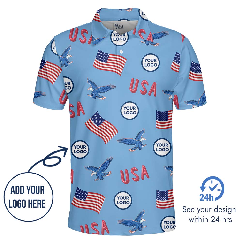 American Pride Collared Polo Shirt With Custom Logo
