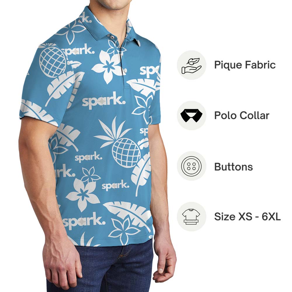 Customizable Aloha Blue Polo Uniform With Logo