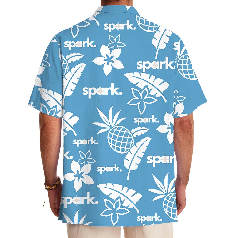 Blue Aloha Shirt With Custom Logo