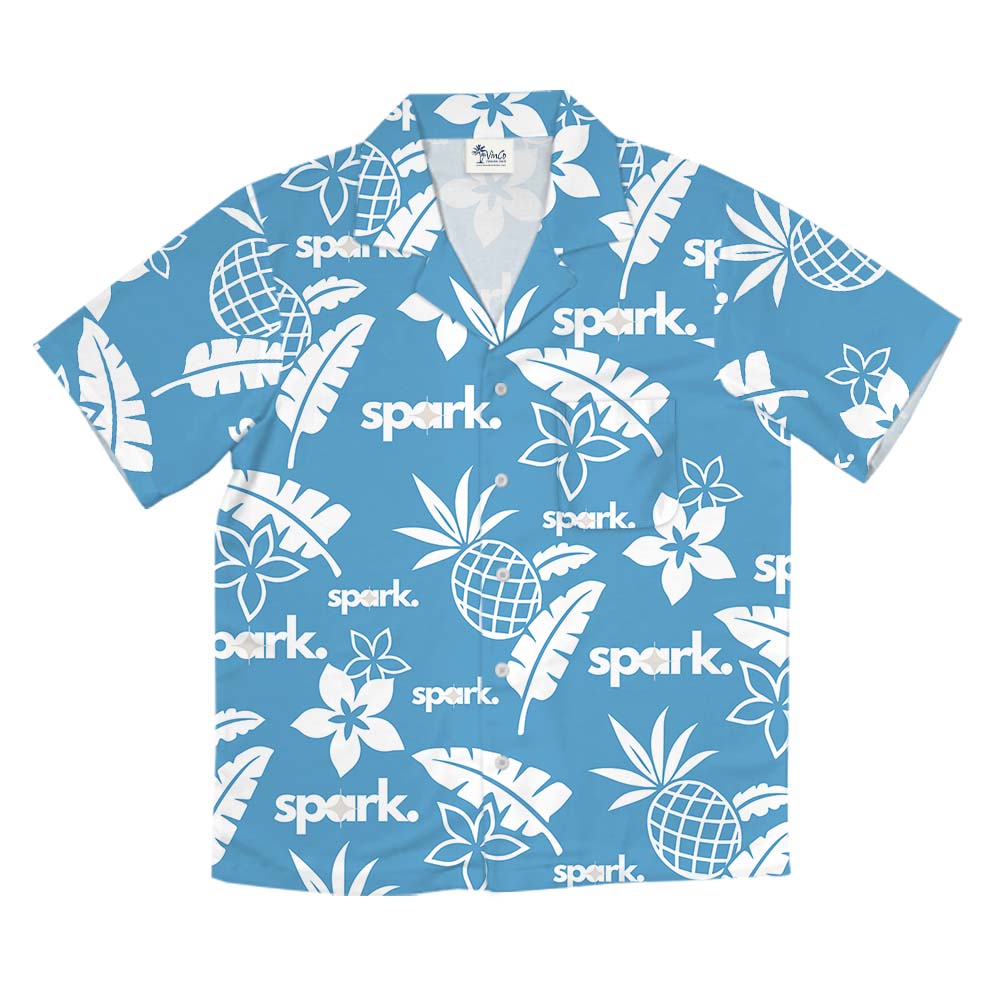 Blue Aloha Shirt With Custom Logo