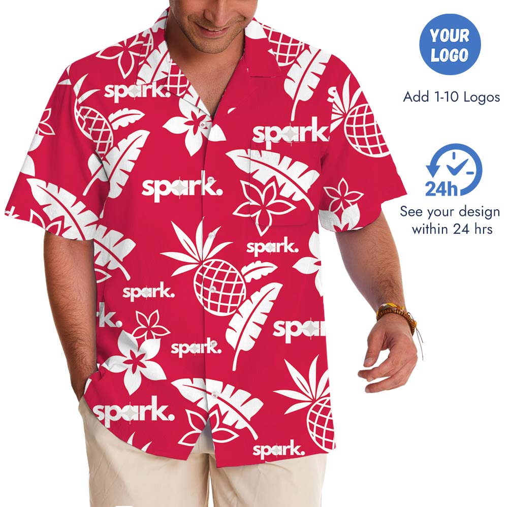 Tropical Pineapple Hawaiian Shirt With Custom Logo