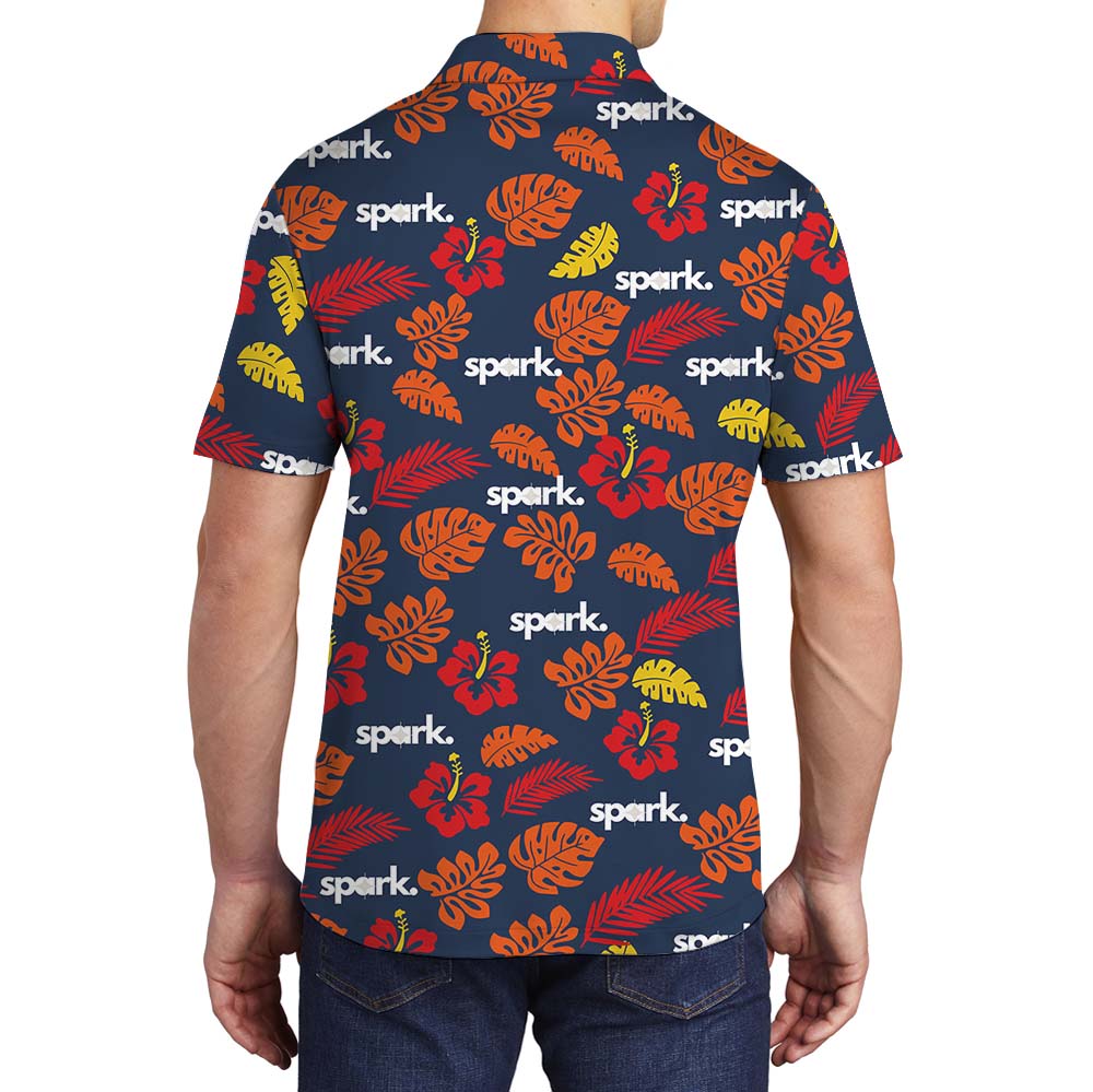 Orange Hibiscus Polo Tee With Custom Logo