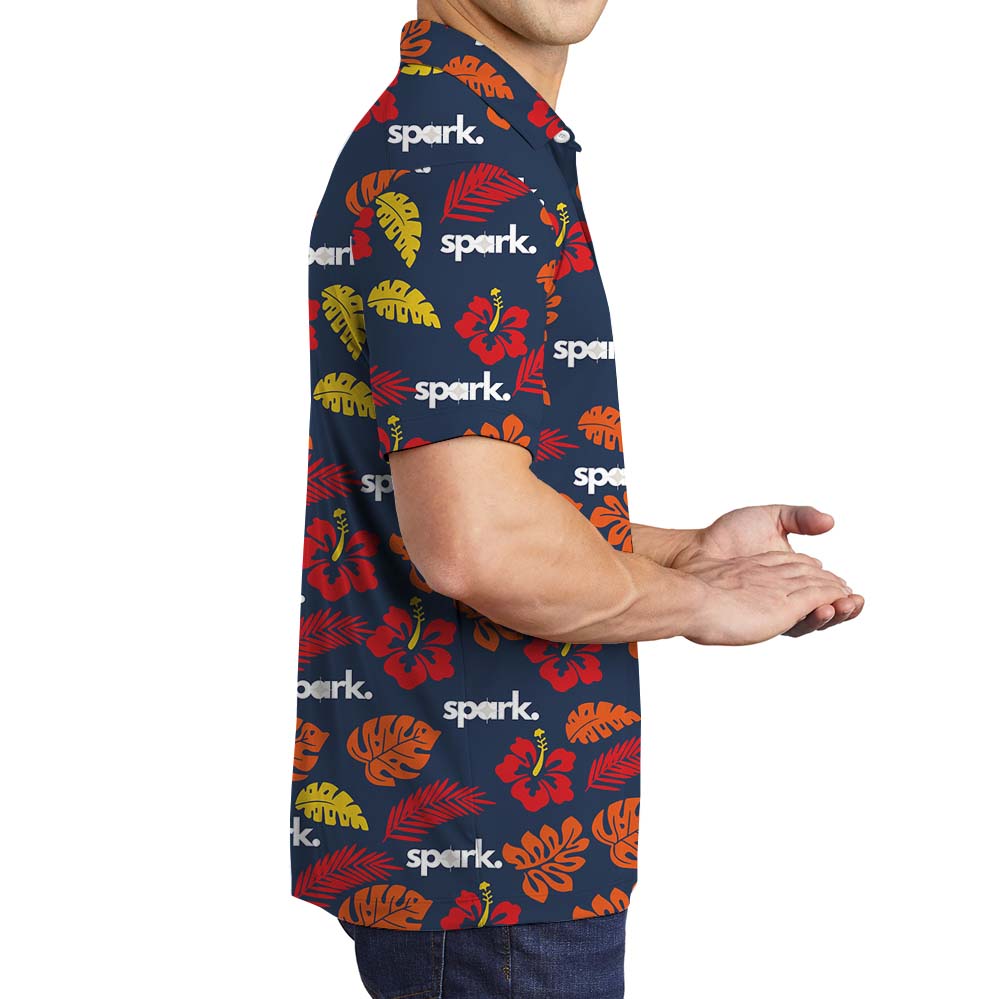 Orange Hibiscus Polo Tee With Custom Logo