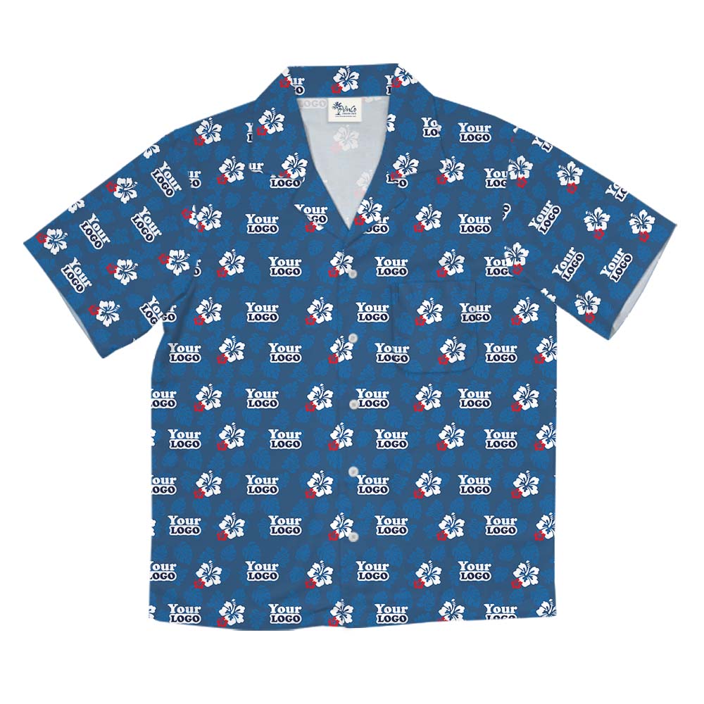 Blue Bloom Personalized Logo Hawaiian Shirt No Minimum