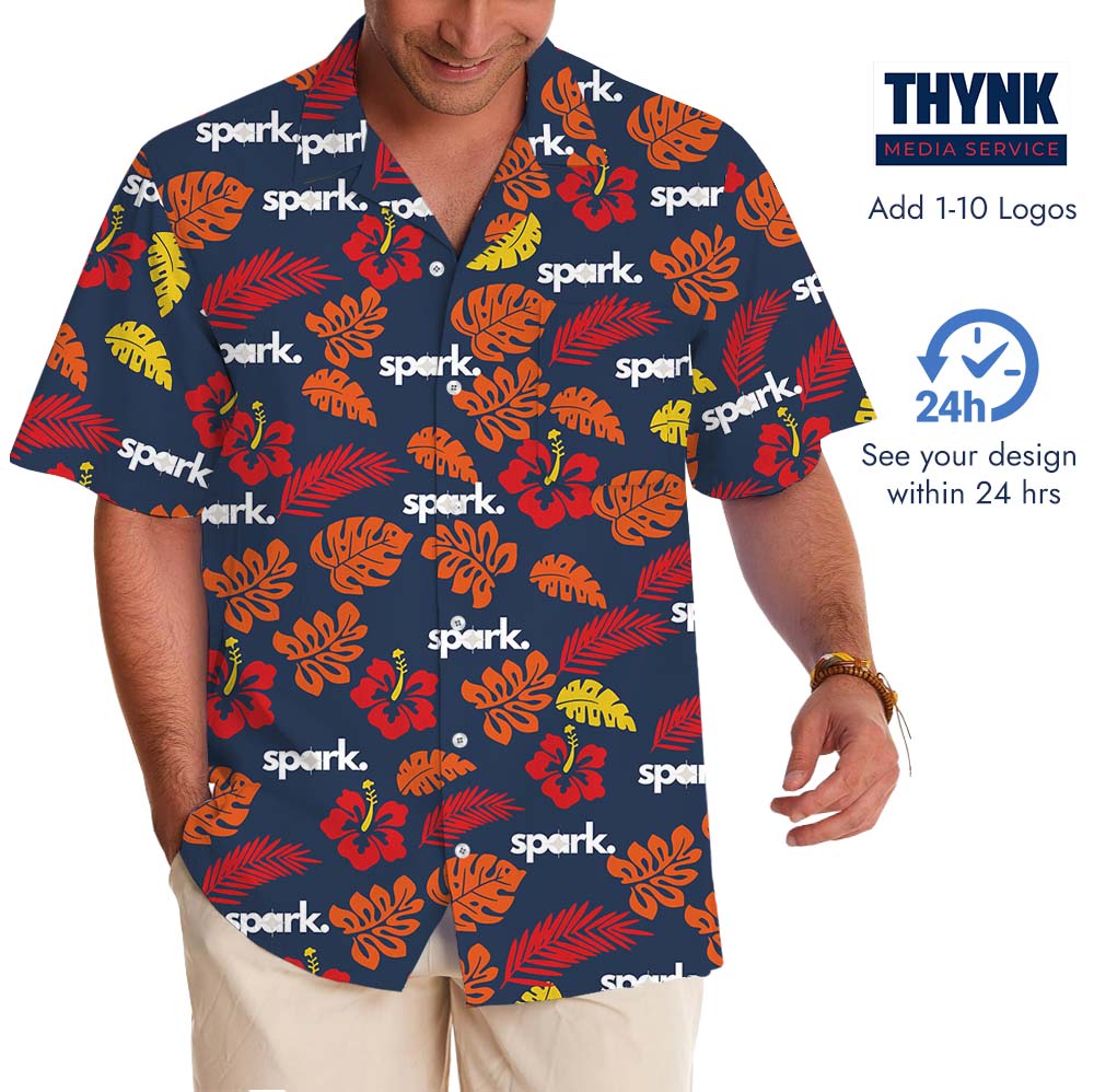 Vibrant Hibiscus Custom Logo Hawaiian Shirt