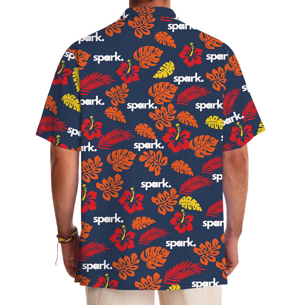 Vibrant Hibiscus Custom Logo Hawaiian Shirt