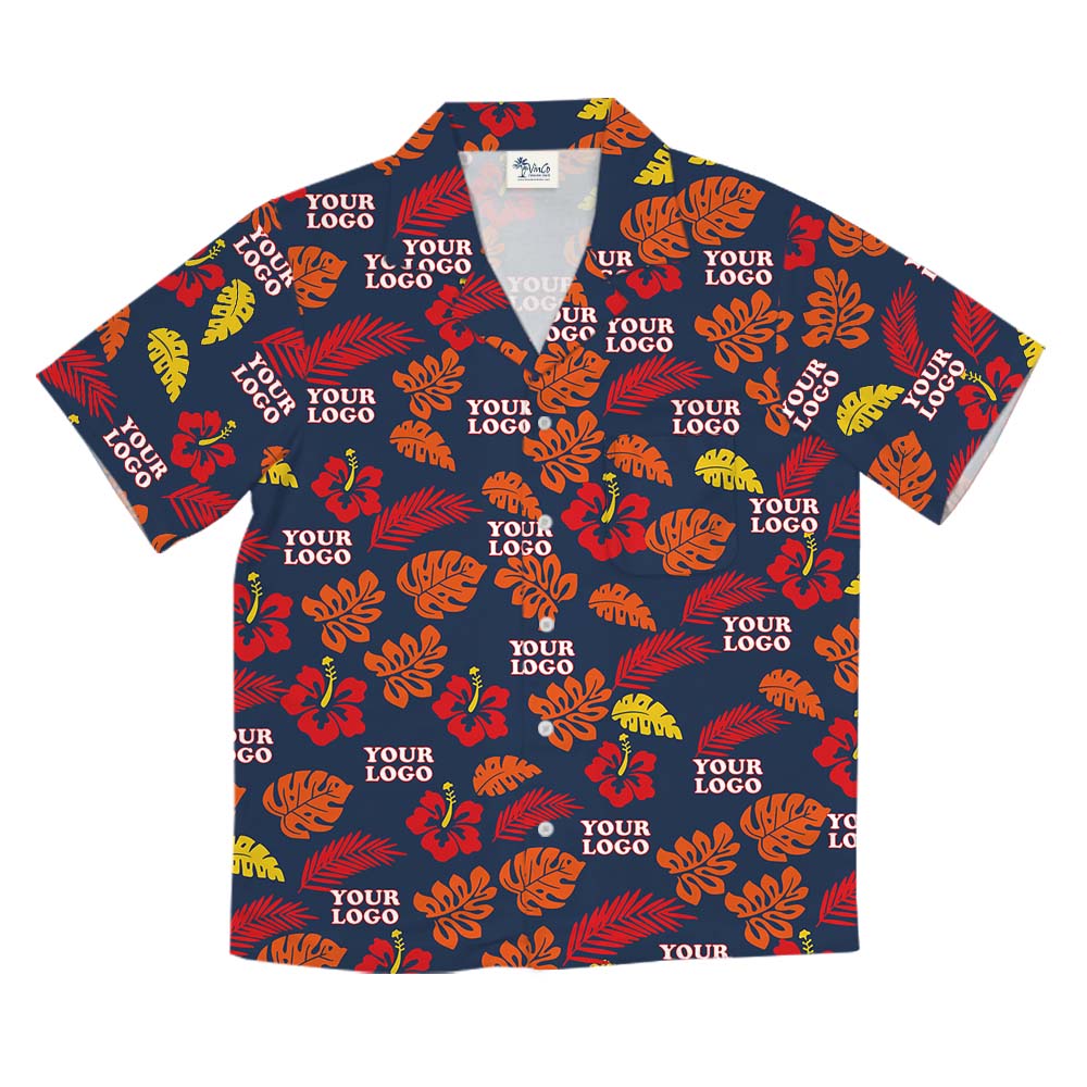 Vibrant Hibiscus Custom Logo Hawaiian Shirt