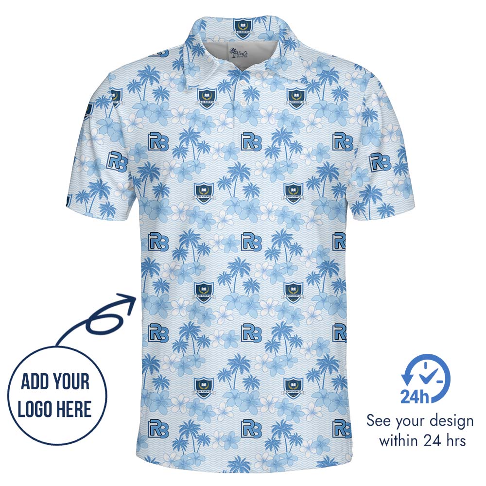 Light Blue Oasis Custom Collared Polo Shirt With Logo