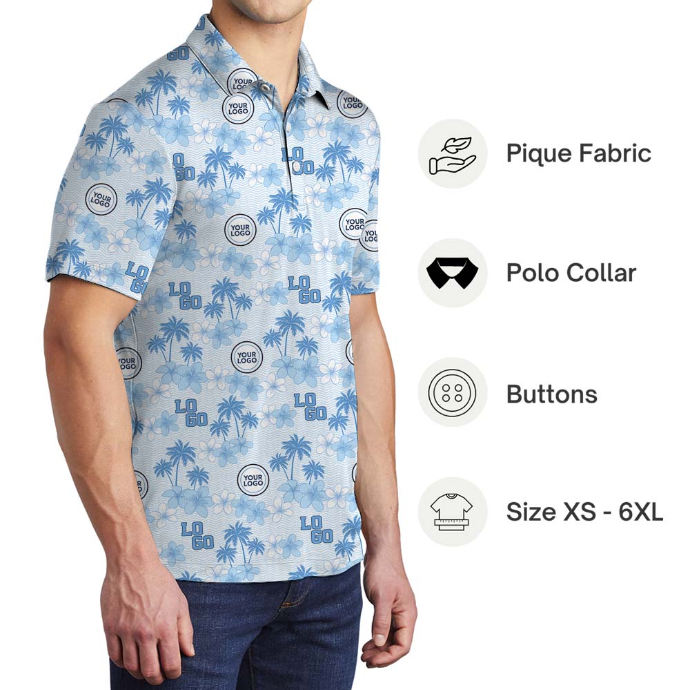 Light Blue Oasis Custom Collared Polo Shirt With Logo