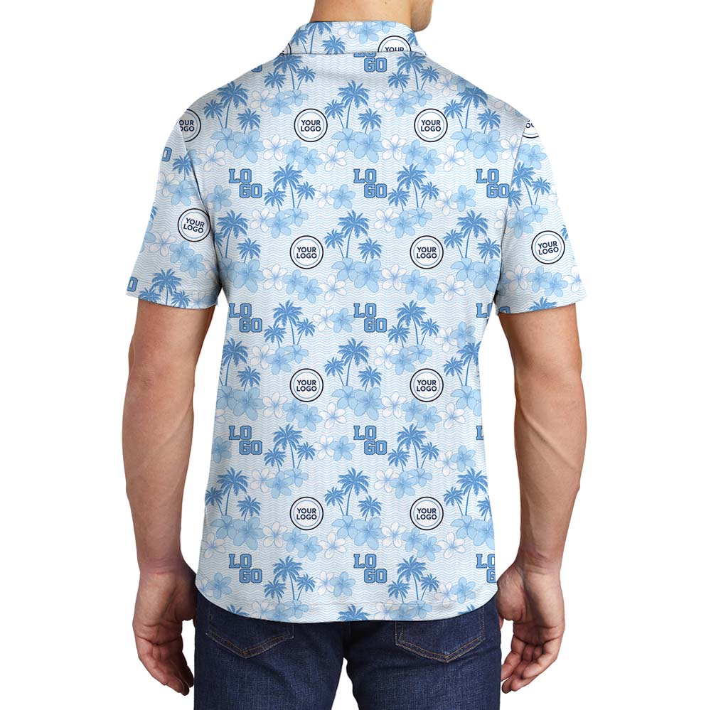 Light Blue Oasis Custom Collared Polo Shirt With Logo
