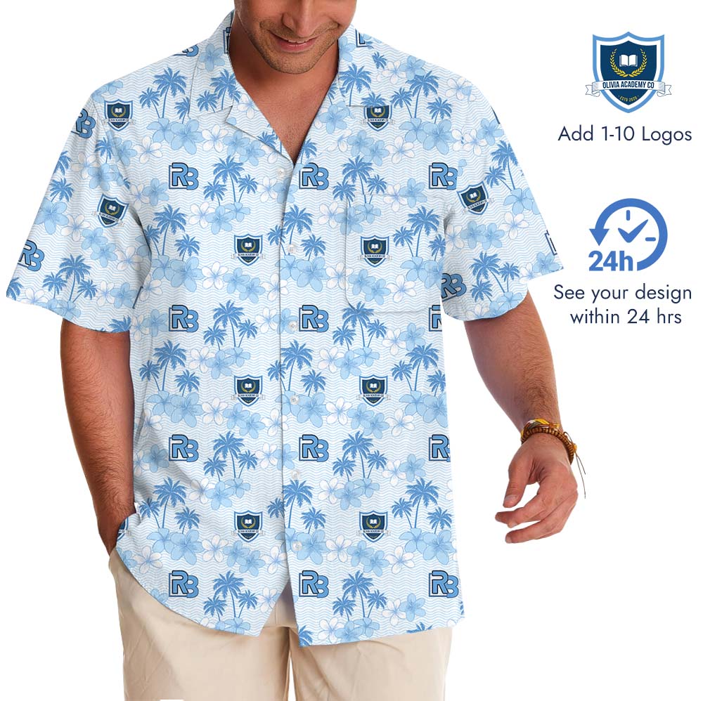 Palm Breeze Custom Logo Hawaiian Shirt With Preview