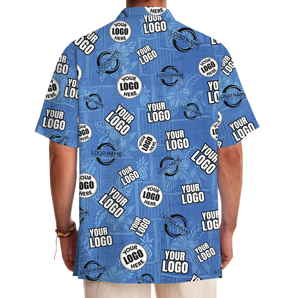 Custom Multiple Logos Vintage Blue Hawaiian Shirt