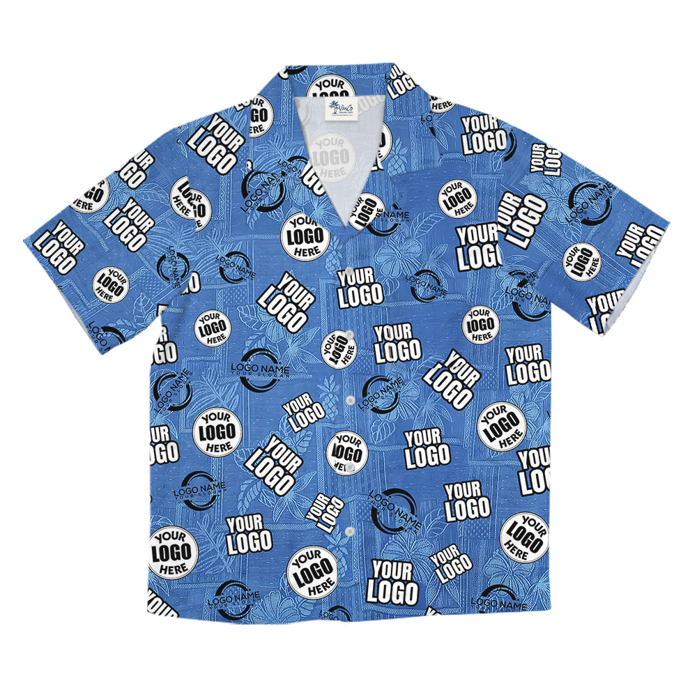 Custom Multiple Logos Vintage Blue Hawaiian Shirt