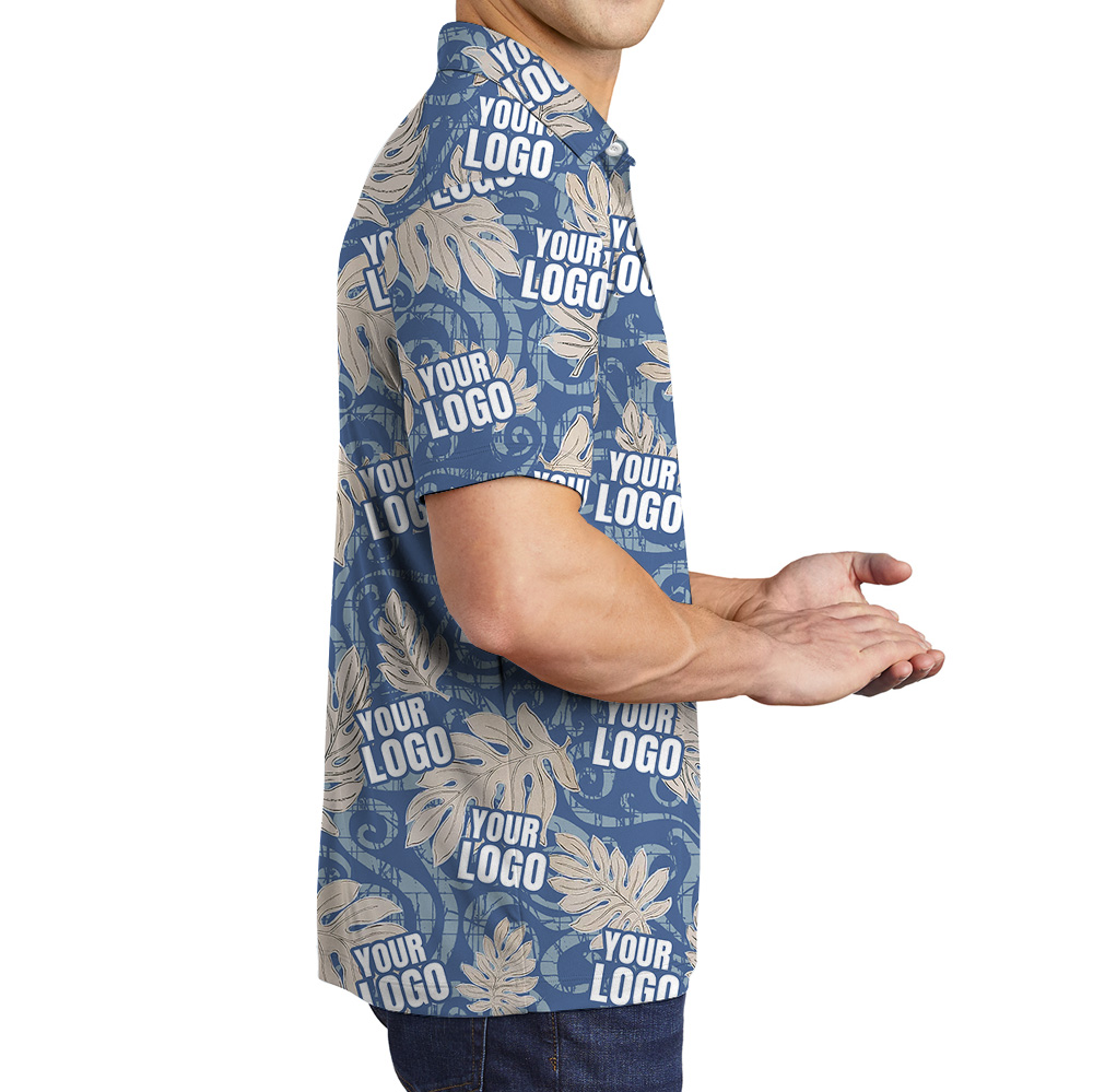 Vintage Blue Polo Shirt With Custom Logo