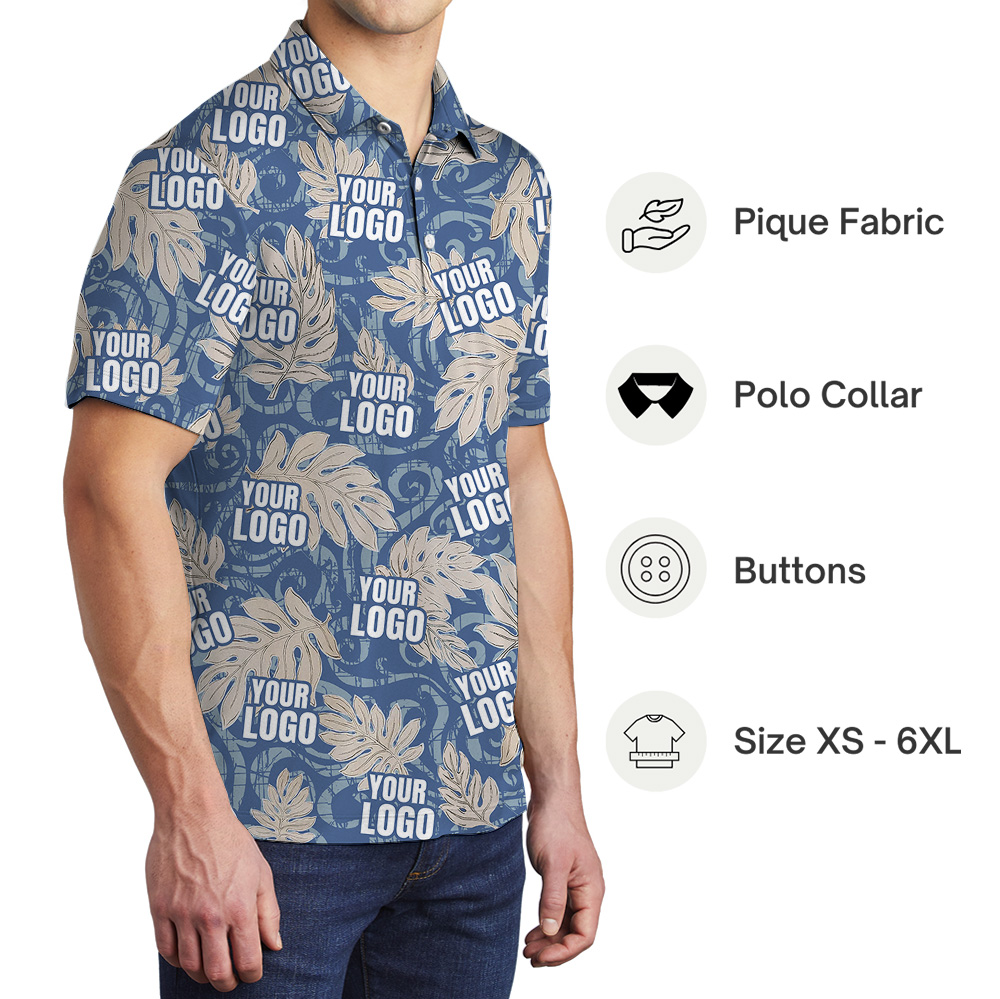 Vintage Blue Polo Shirt With Custom Logo